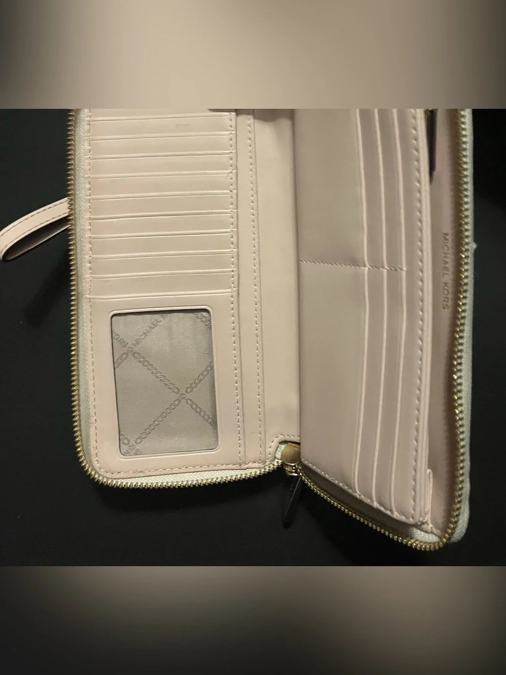 Michael Kors Cream & Blush Signature Stripe Wristlet